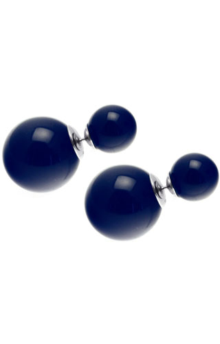 Klepsoo Special Present Beads - Blue Resin Silver Earrings 181185