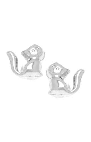 Klepsoo Special Present Cats - White Gold Earrings 089774